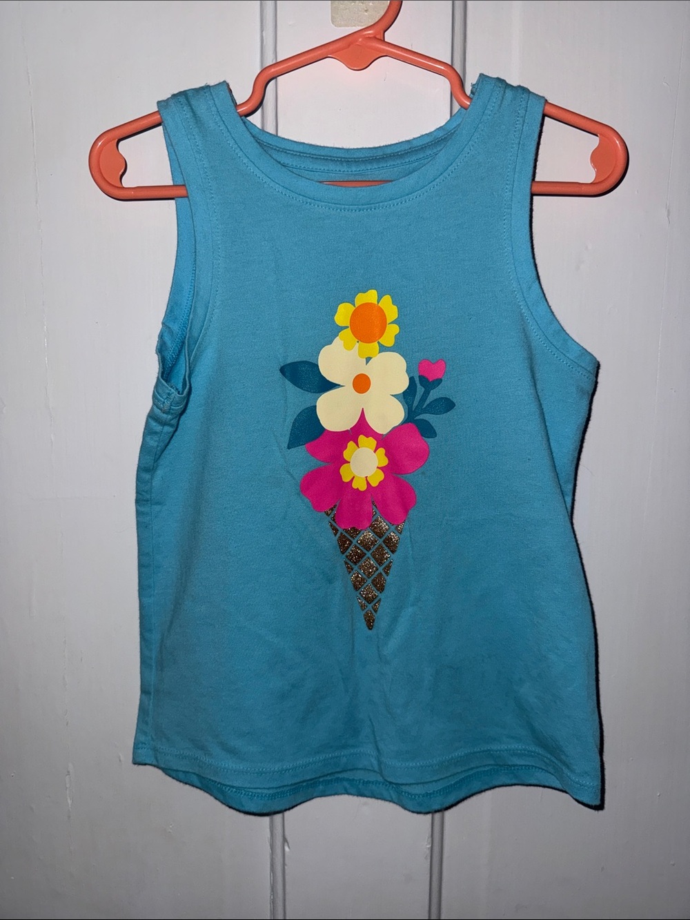 Cat & Jack Turquoise Floral Ice Cream Cone Tank